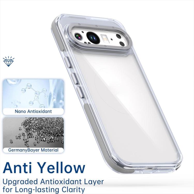 For Google Pixel 9 / 9 Pro Dual-Color Clear Acrylic Hybrid TPU MagSafe Phone Case