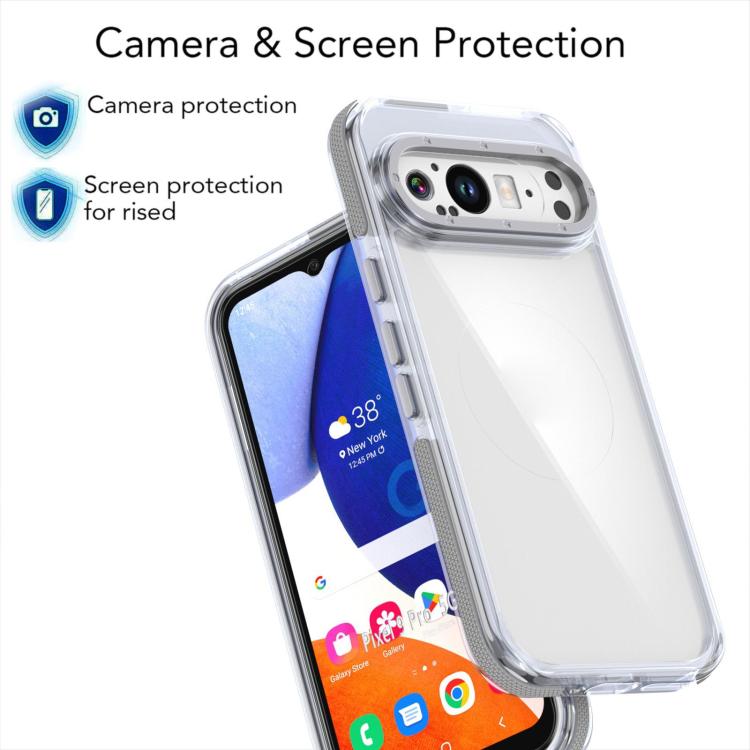 For Google Pixel 9 / 9 Pro Dual-Color Clear Acrylic Hybrid TPU MagSafe Phone Case