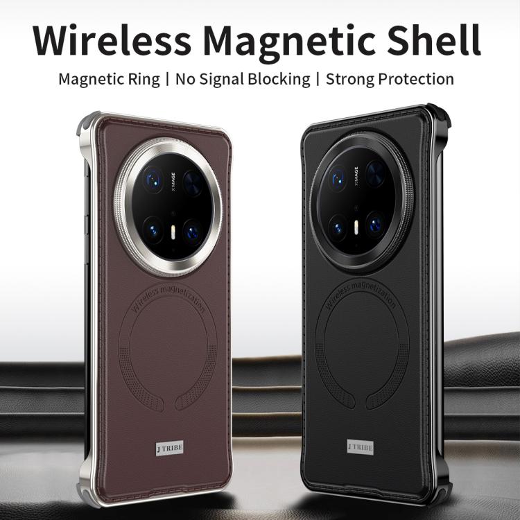 For Huawei Mate 60 Metal Frameless MagSafe Leather Phone Case