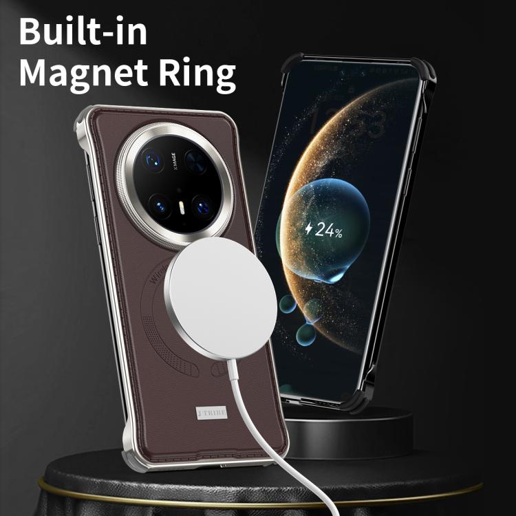 For Huawei Mate 60 Metal Frameless MagSafe Leather Phone Case