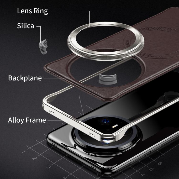 For Huawei Mate 60 Metal Frameless MagSafe Leather Phone Case