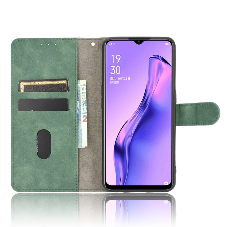 For OPPO A8 / A31 (2020) Solid Color Skin Feel Magnetic Buckle Horizontal Flip Calf Texture PU Leather Case with Holder & Card Slots & Wallet