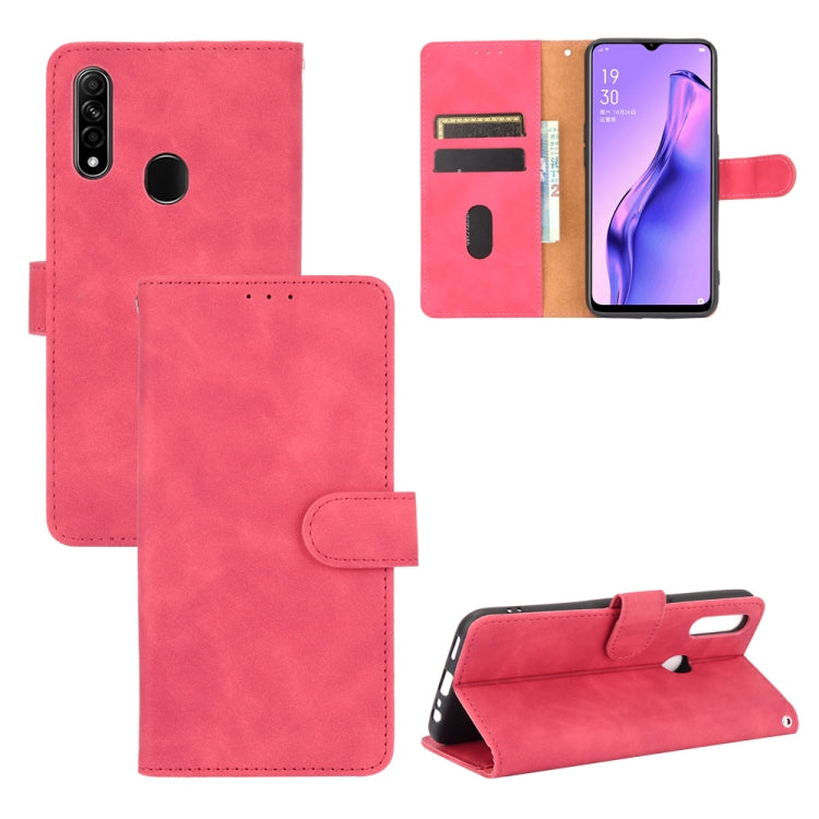 For OPPO A8 / A31 (2020) Solid Color Skin Feel Magnetic Buckle Horizontal Flip Calf Texture PU Leather Case with Holder & Card Slots & Wallet