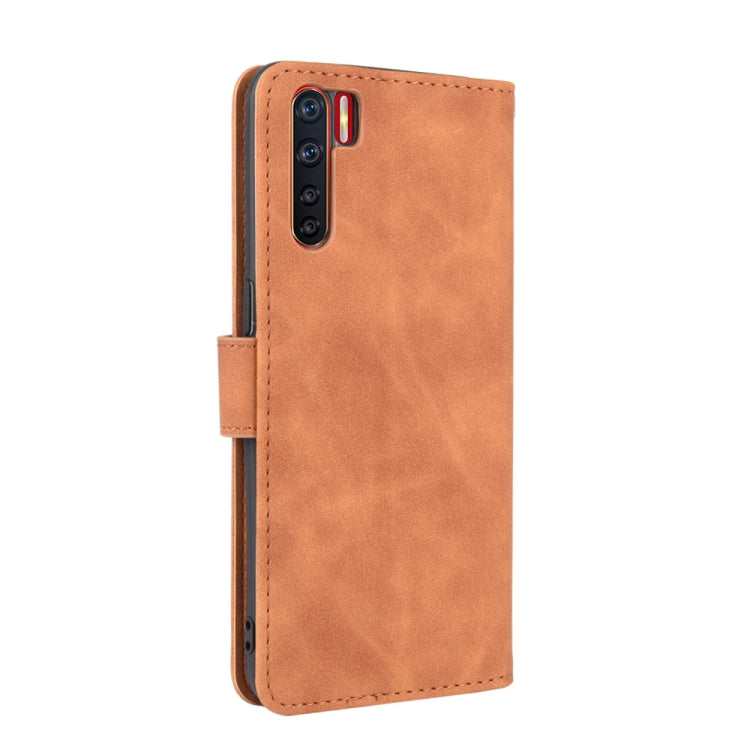 For OPPO A91 / F15 / Reno3(Southeast Asia Version) Solid Color Skin Feel Magnetic Buckle Horizontal Flip Calf Texture PU Leather Case with Holder & Card Slots & Wallet
