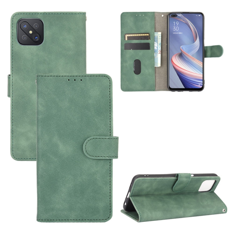For OPPO A92s Solid Color Skin Feel Magnetic Buckle Horizontal Flip Calf Texture PU Leather Case with Holder & Card Slots & Wallet