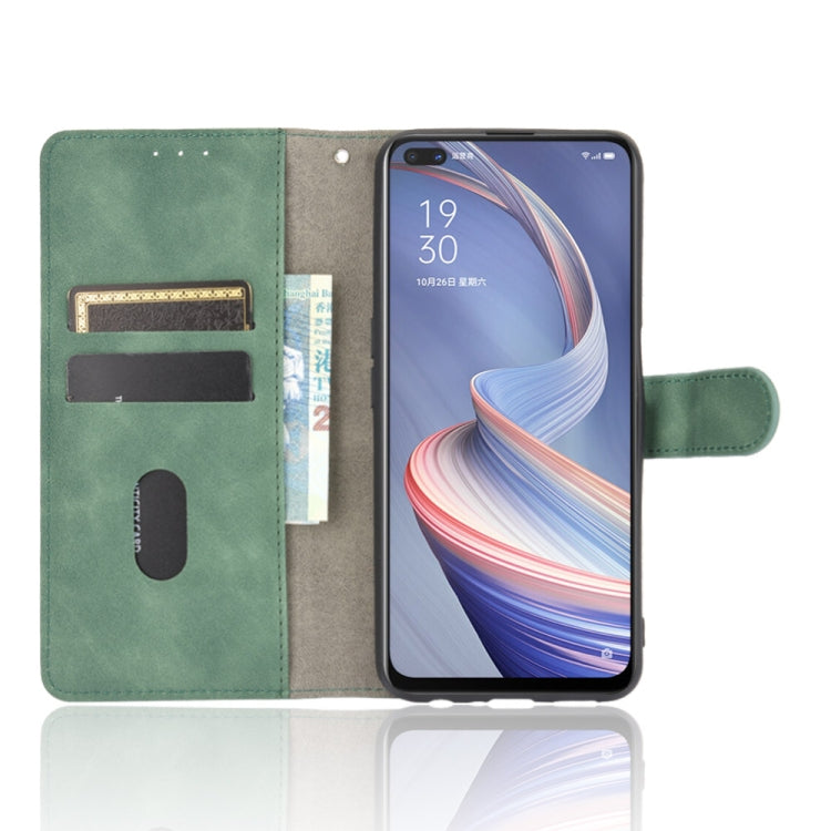 For OPPO A92s Solid Color Skin Feel Magnetic Buckle Horizontal Flip Calf Texture PU Leather Case with Holder & Card Slots & Wallet