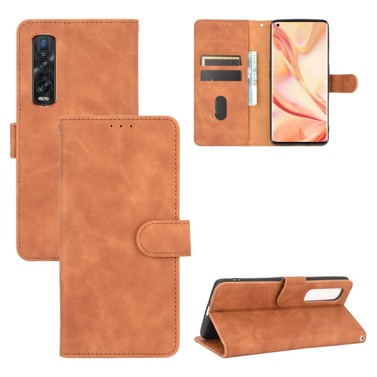 For OPPO Find X2 Pro Solid Color Skin Feel Magnetic Buckle Horizontal Flip Calf Texture PU Leather Case with Holder & Card Slots & Wallet