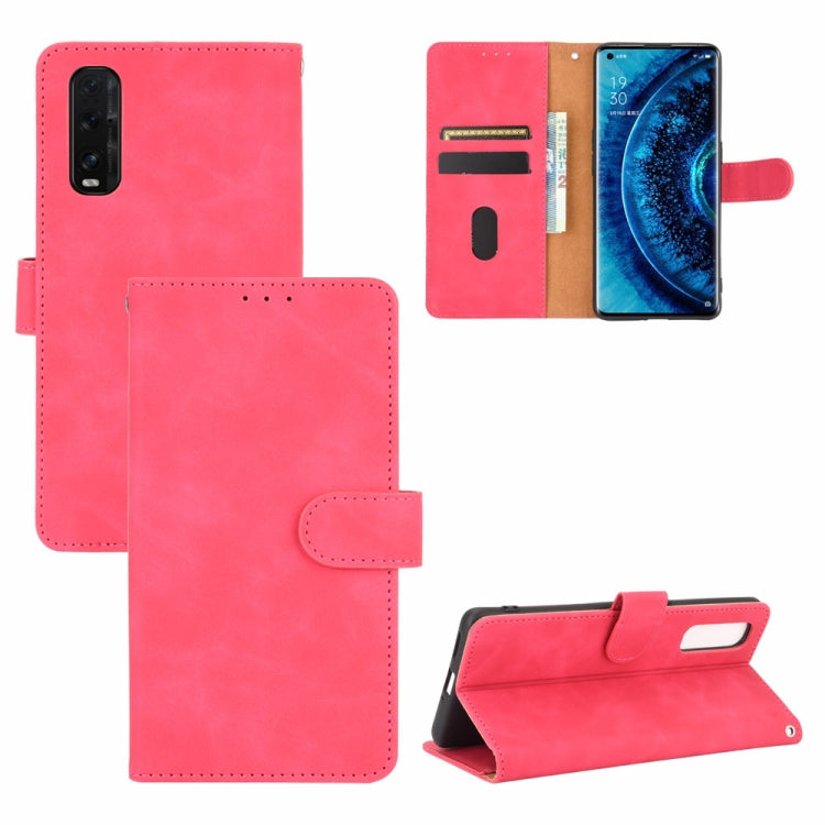 For OPPO Find X2 Solid Color Skin Feel Magnetic Buckle Horizontal Flip Calf Texture PU Leather Case with Holder & Card Slots & Wallet