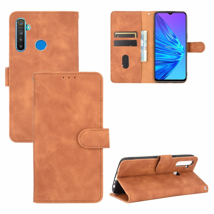 For OPPO Realme 5 Pro / Realme Q Solid Color Skin Feel Magnetic Buckle Horizontal Flip Calf Texture PU Leather Case with Holder & Card Slots & Wallet
