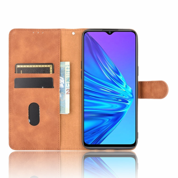 For OPPO Realme 5 Pro / Realme Q Solid Color Skin Feel Magnetic Buckle Horizontal Flip Calf Texture PU Leather Case with Holder & Card Slots & Wallet