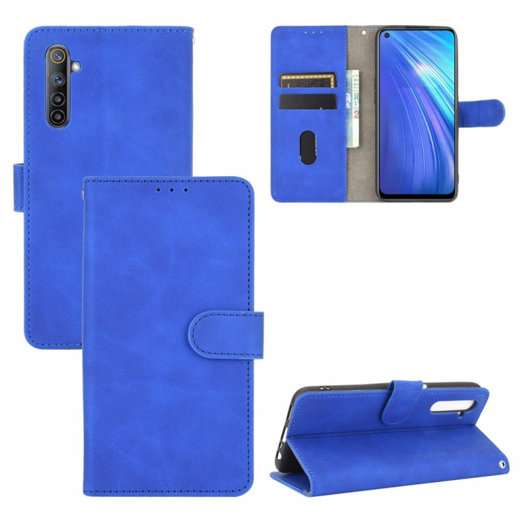 For OPPO Realme 6 Solid Color Skin Feel Magnetic Buckle Horizontal Flip Calf Texture PU Leather Case with Holder & Card Slots & Wallet