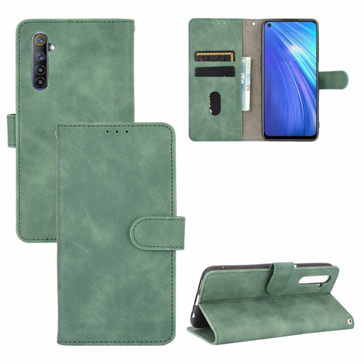 For OPPO Realme 6 Solid Color Skin Feel Magnetic Buckle Horizontal Flip Calf Texture PU Leather Case with Holder & Card Slots & Wallet