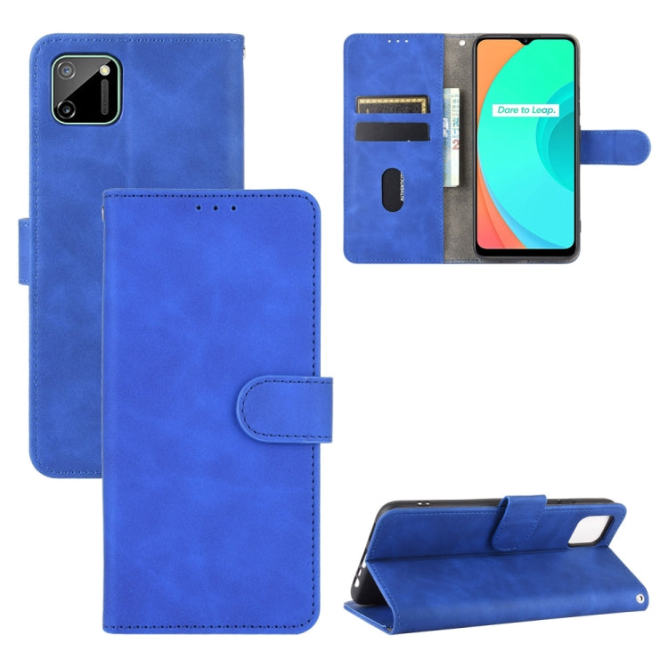 For OPPO Realme C11 Solid Color Skin Feel Magnetic Buckle Horizontal Flip Calf Texture PU Leather Case with Holder & Card Slots & Wallet