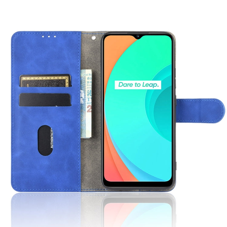 For OPPO Realme C11 Solid Color Skin Feel Magnetic Buckle Horizontal Flip Calf Texture PU Leather Case with Holder & Card Slots & Wallet