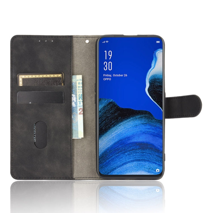 For OPPO Reno2 Z / F Solid Color Skin Feel Magnetic Buckle Horizontal Flip Calf Texture PU Leather Case with Holder & Card Slots & Wallet