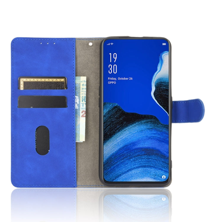 For OPPO Reno2 Z / F Solid Color Skin Feel Magnetic Buckle Horizontal Flip Calf Texture PU Leather Case with Holder & Card Slots & Wallet