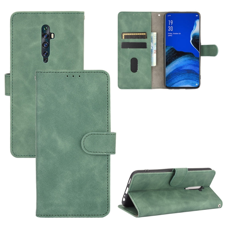 For OPPO Reno2 Z / F Solid Color Skin Feel Magnetic Buckle Horizontal Flip Calf Texture PU Leather Case with Holder & Card Slots & Wallet