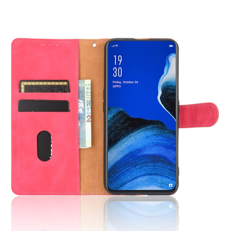 For OPPO Reno2 Z / F Solid Color Skin Feel Magnetic Buckle Horizontal Flip Calf Texture PU Leather Case with Holder & Card Slots & Wallet