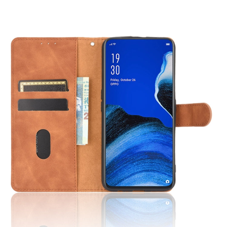 For OPPO Reno2 Z / F Solid Color Skin Feel Magnetic Buckle Horizontal Flip Calf Texture PU Leather Case with Holder & Card Slots & Wallet