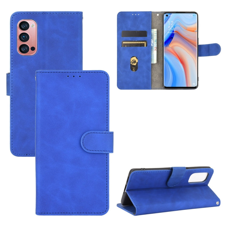 For OPPO Reno4 Pro 5G Solid Color Skin Feel Magnetic Buckle Horizontal Flip Calf Texture PU Leather Case with Holder & Card Slots & Wallet