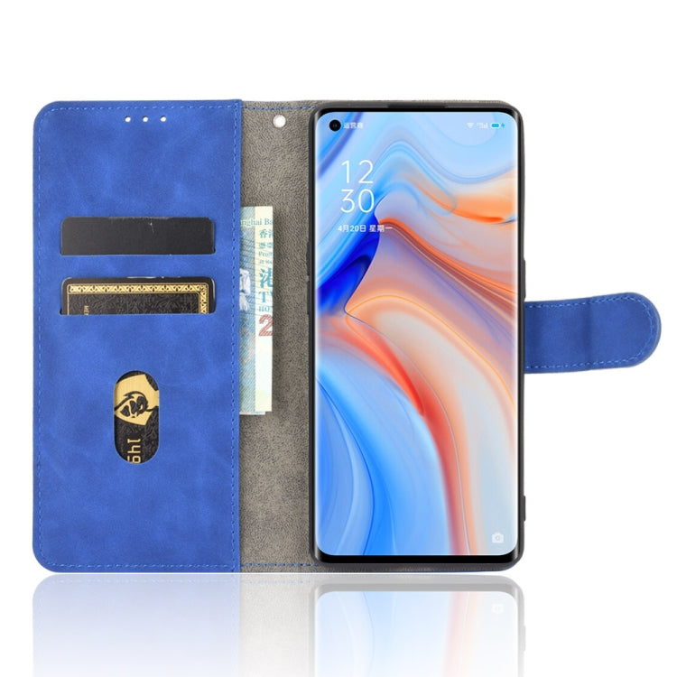 For OPPO Reno4 Pro 5G Solid Color Skin Feel Magnetic Buckle Horizontal Flip Calf Texture PU Leather Case with Holder & Card Slots & Wallet