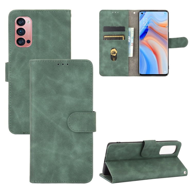 For OPPO Reno4 Pro 5G Solid Color Skin Feel Magnetic Buckle Horizontal Flip Calf Texture PU Leather Case with Holder & Card Slots & Wallet