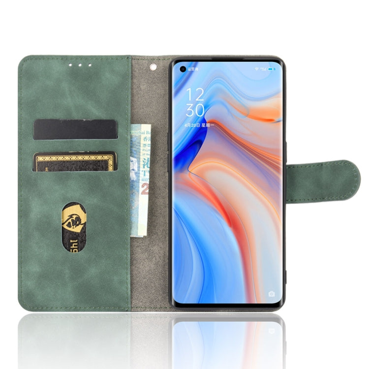 For OPPO Reno4 Pro 5G Solid Color Skin Feel Magnetic Buckle Horizontal Flip Calf Texture PU Leather Case with Holder & Card Slots & Wallet
