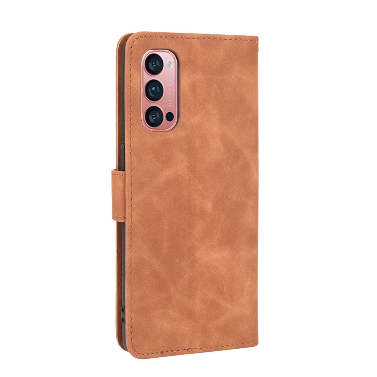 For OPPO Reno4 Pro 5G Solid Color Skin Feel Magnetic Buckle Horizontal Flip Calf Texture PU Leather Case with Holder & Card Slots & Wallet