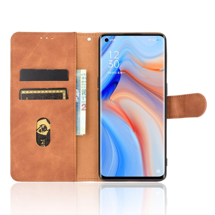 For OPPO Reno4 Pro 5G Solid Color Skin Feel Magnetic Buckle Horizontal Flip Calf Texture PU Leather Case with Holder & Card Slots & Wallet