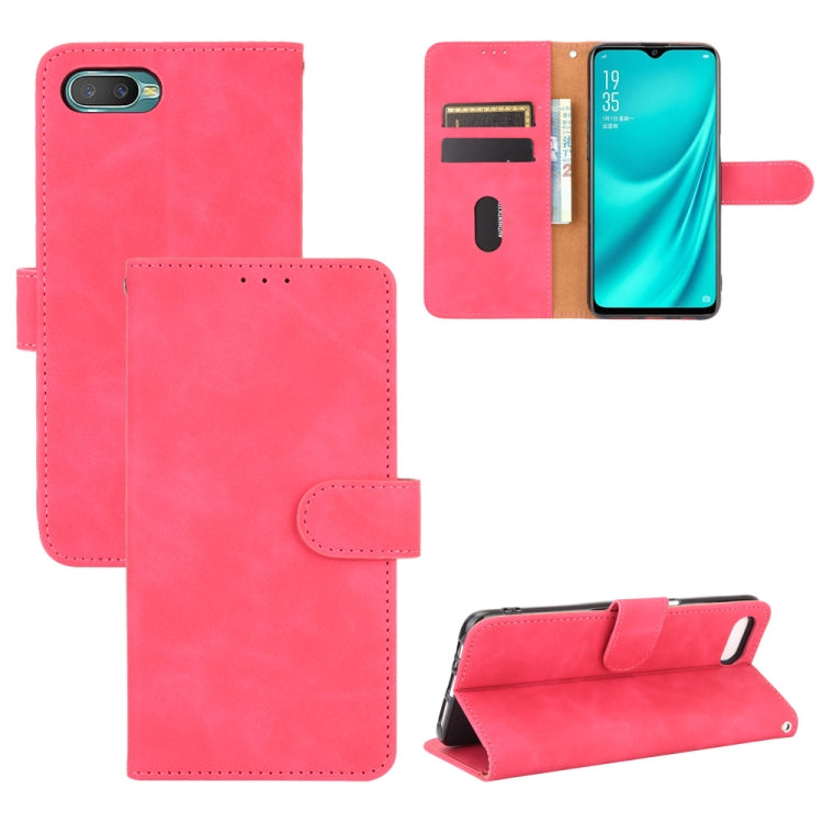 For OPPO Reno A Solid Color Skin Feel Magnetic Buckle Horizontal Flip Calf Texture PU Leather Case with Holder & Card Slots & Wallet