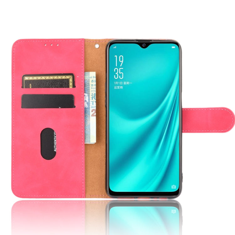 For OPPO Reno A Solid Color Skin Feel Magnetic Buckle Horizontal Flip Calf Texture PU Leather Case with Holder & Card Slots & Wallet