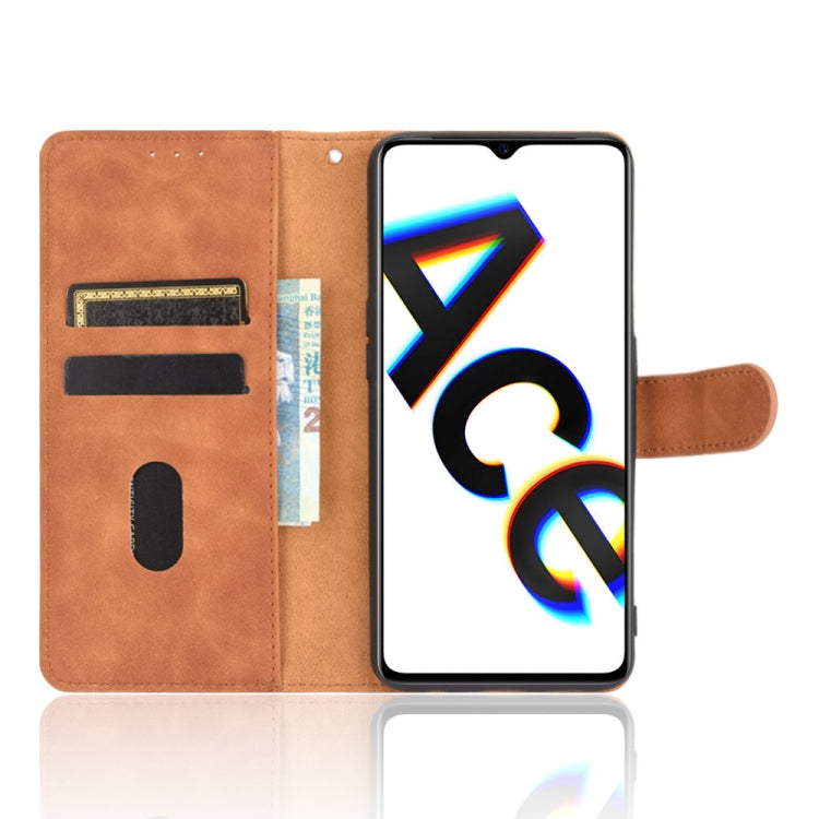For OPPO Reno Ace / Realme X2 Pro Solid Color Skin Feel Magnetic Buckle Horizontal Flip Calf Texture PU Leather Case with Holder & Card Slots & Wallet