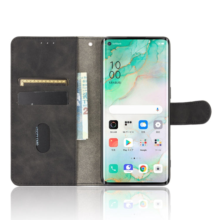 For OPPO Reno3 5G (Japanese Version) Solid Color Skin Feel Magnetic Buckle Horizontal Flip Calf Texture PU Leather Case with Holder & Card Slots & Wallet