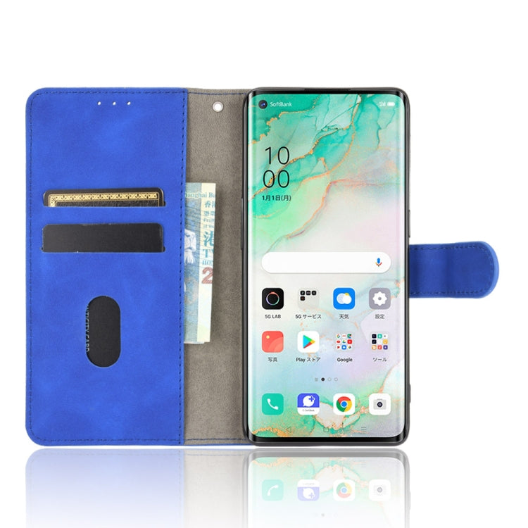 For OPPO Reno3 5G (Japanese Version) Solid Color Skin Feel Magnetic Buckle Horizontal Flip Calf Texture PU Leather Case with Holder & Card Slots & Wallet