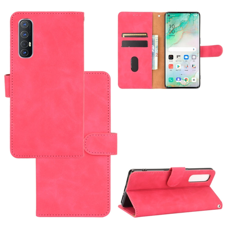 For OPPO Reno3 5G (Japanese Version) Solid Color Skin Feel Magnetic Buckle Horizontal Flip Calf Texture PU Leather Case with Holder & Card Slots & Wallet