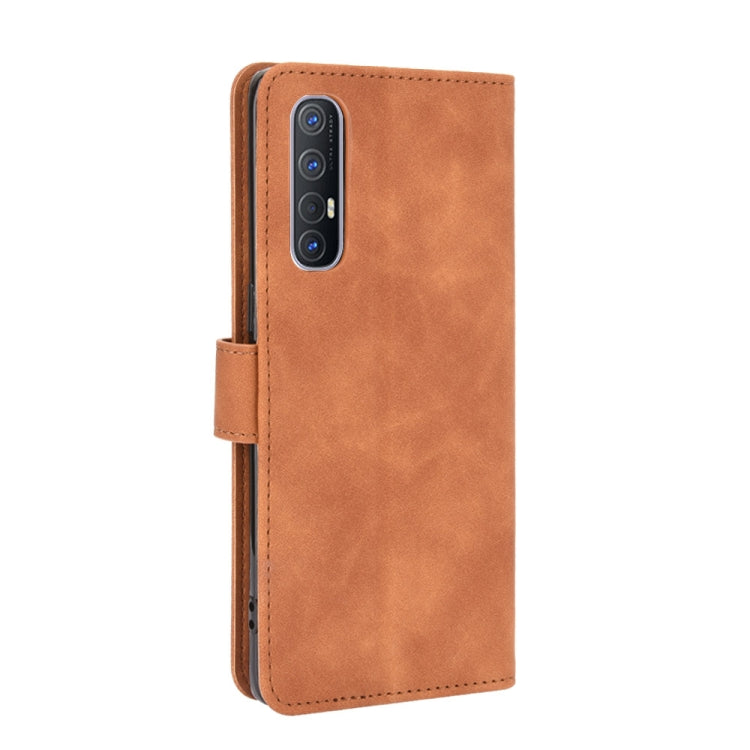 For OPPO Reno3 5G (Japanese Version) Solid Color Skin Feel Magnetic Buckle Horizontal Flip Calf Texture PU Leather Case with Holder & Card Slots & Wallet