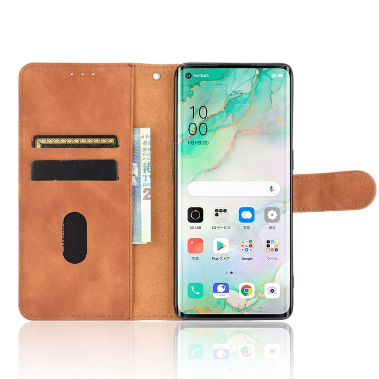 For OPPO Reno3 5G (Japanese Version) Solid Color Skin Feel Magnetic Buckle Horizontal Flip Calf Texture PU Leather Case with Holder & Card Slots & Wallet