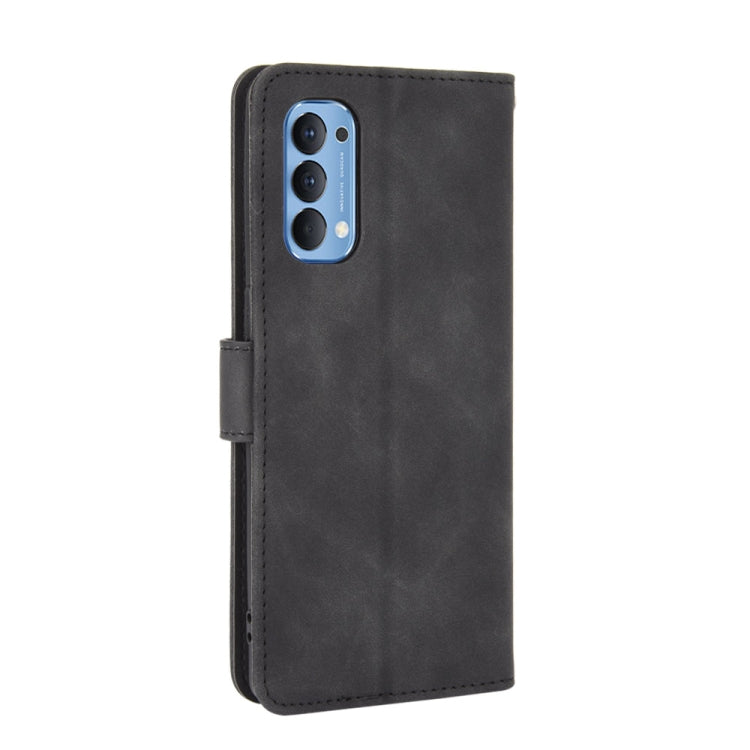 For OPPO Reno4 4G Solid Color Skin Feel Magnetic Buckle Horizontal Flip Calf Texture PU Leather Case with Holder & Card Slots & Wallet