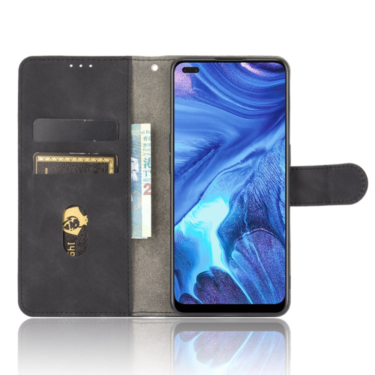 For OPPO Reno4 4G Solid Color Skin Feel Magnetic Buckle Horizontal Flip Calf Texture PU Leather Case with Holder & Card Slots & Wallet