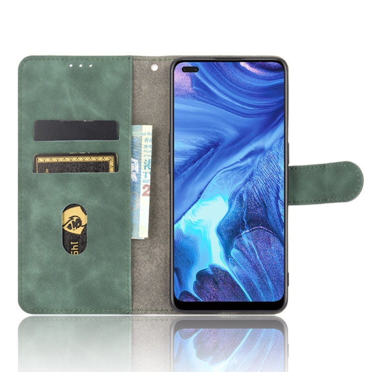 For OPPO Reno4 4G Solid Color Skin Feel Magnetic Buckle Horizontal Flip Calf Texture PU Leather Case with Holder & Card Slots & Wallet