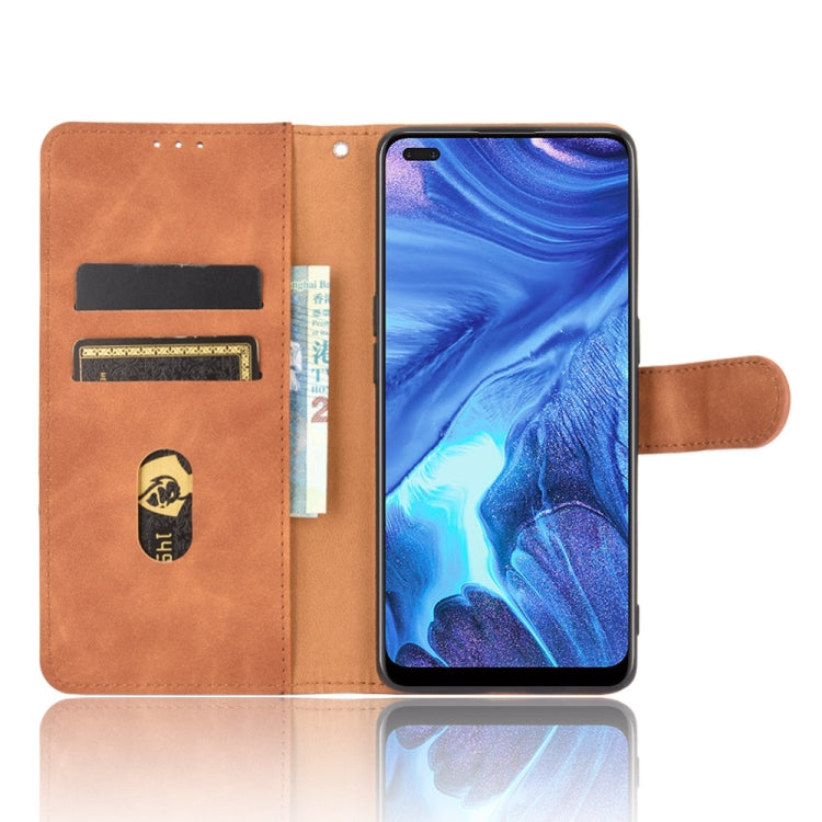 For OPPO Reno4 4G Solid Color Skin Feel Magnetic Buckle Horizontal Flip Calf Texture PU Leather Case with Holder & Card Slots & Wallet