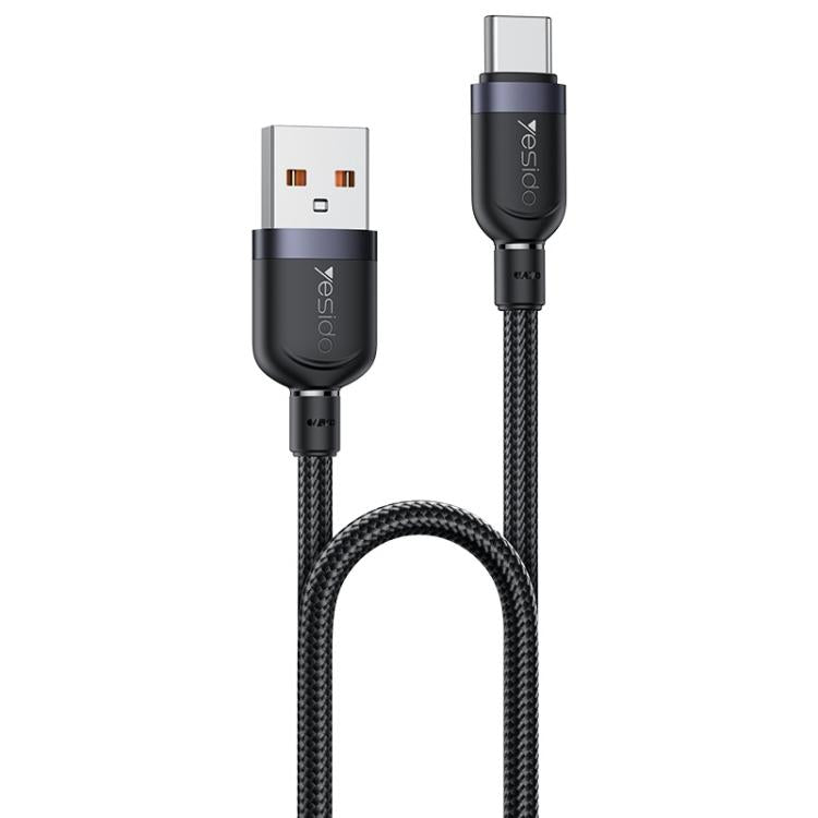 Yesido 3A USB to Type-C Fast Charging Cable, Length:1.2m - Black