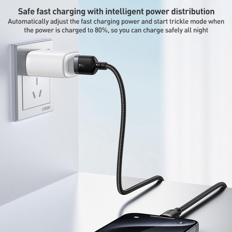 Yesido 3A USB to Type-C Fast Charging Cable, Length:0.3m - Black