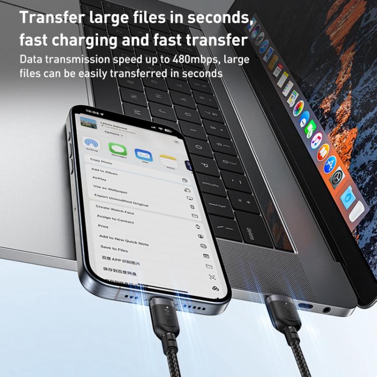 Yesido 3A USB to Type-C Fast Charging Cable, Length:0.3m - Black