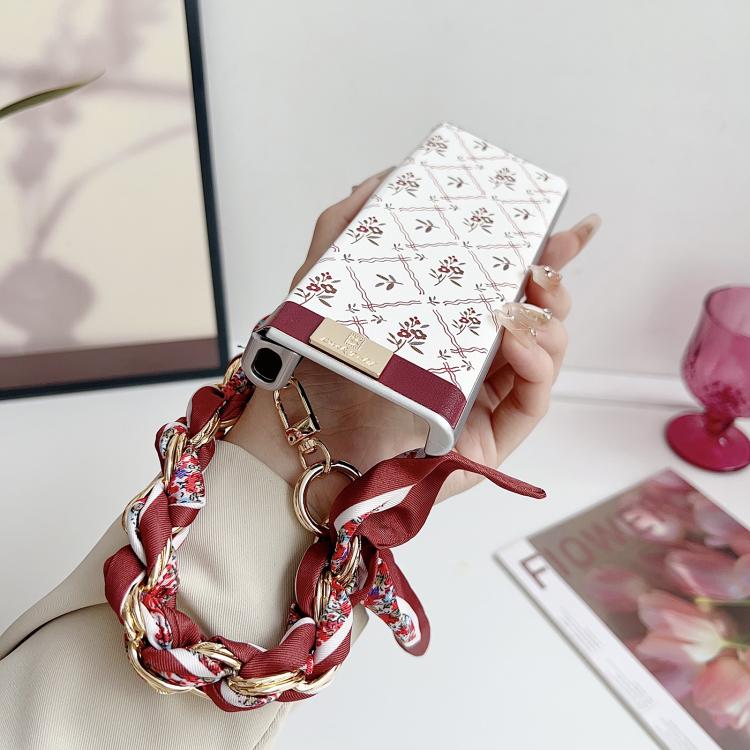 For Huawei Mate Xs 2 Luck Flower Pattern TPU Phone Case With Strap - White