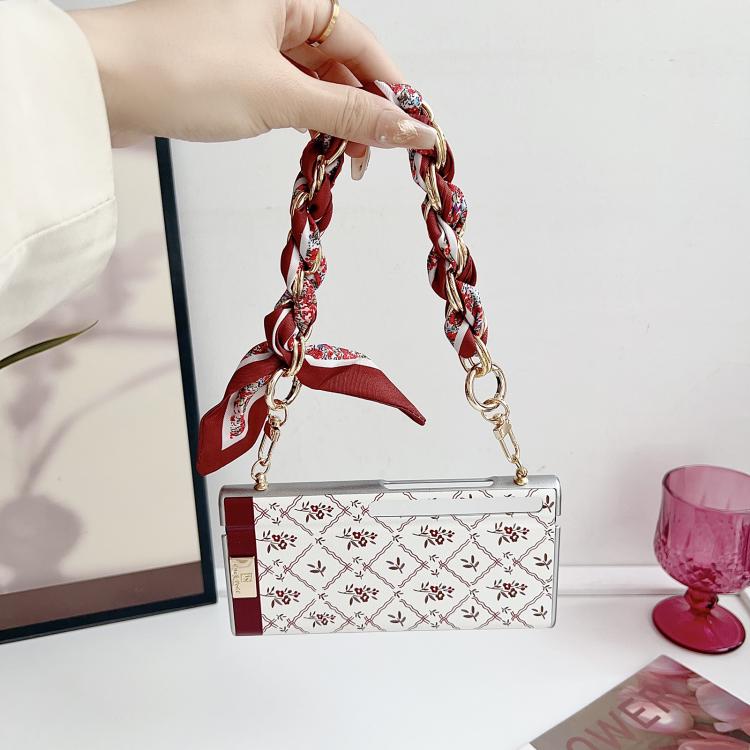 For Huawei Mate Xs 2 Luck Flower Pattern TPU Phone Case With Strap - White