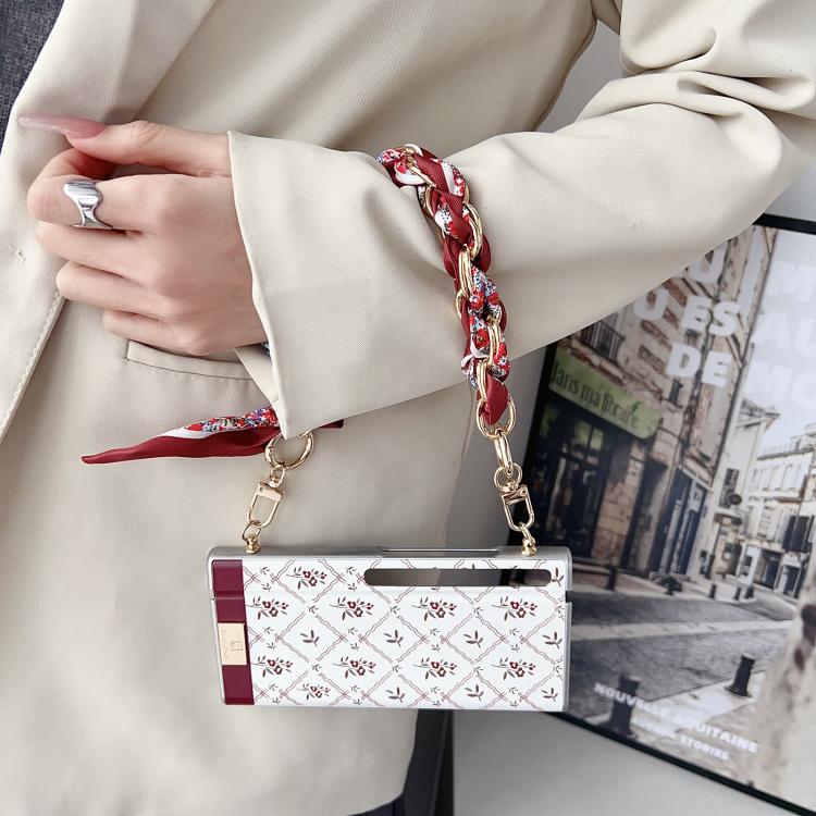 For Huawei Mate Xs 2 Luck Flower Pattern TPU Phone Case With Strap - White