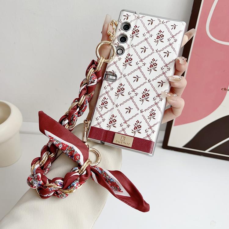 For Honor V Purse Luck Flower Pattern TPU Phone Case With Strap - White