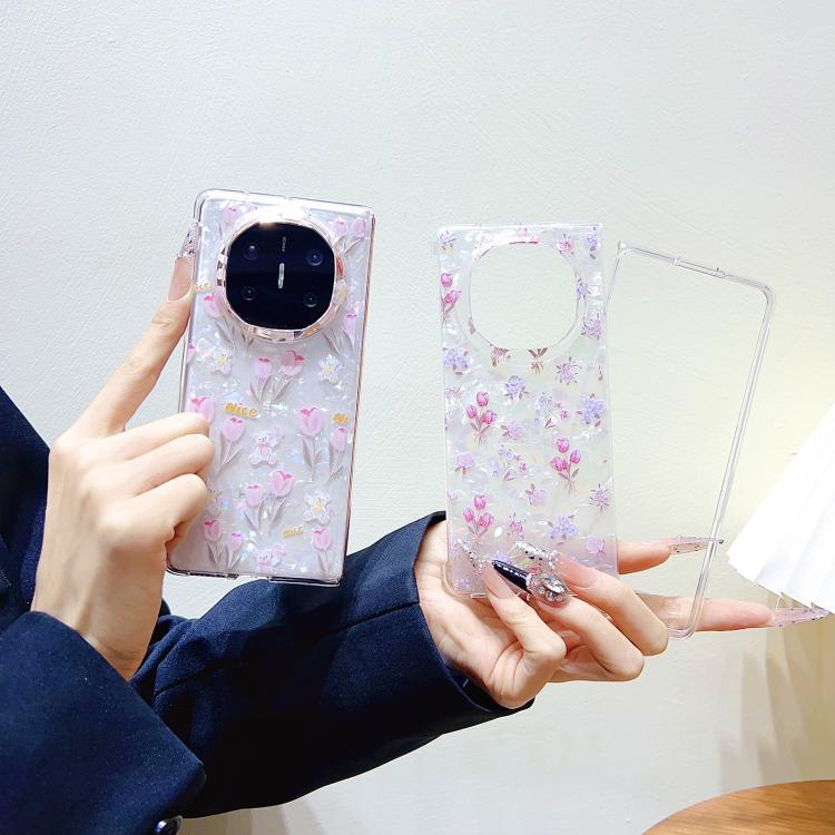 For Huawei Mate XT Ultimate Design Shell Texture Flower Pattern Protective Phone Case