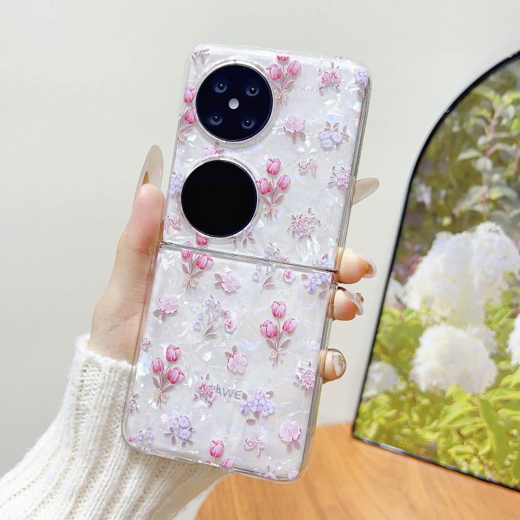 For Huawei P50 Pocket Shell Texture Flower Pattern Protective Phone Case